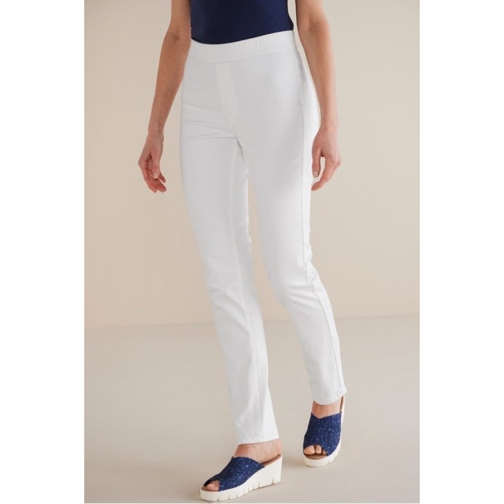 Soft Surroundings Ultimate Denim Pull-On Slim Leg Jeans White PXL 3FY36